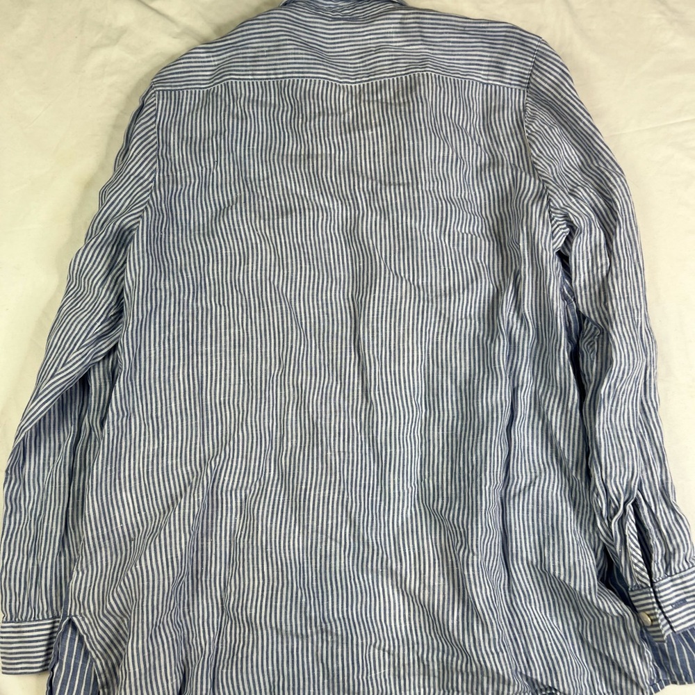 J Jill Shirt Women's Mp Love Linen Button Up Striped Coastal Ladies A030125 - Picture 2 of 4